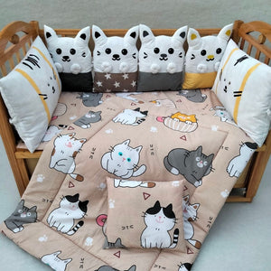 Cat Faces Crib Set