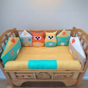 Owl and House Themed Crib Bedding Set