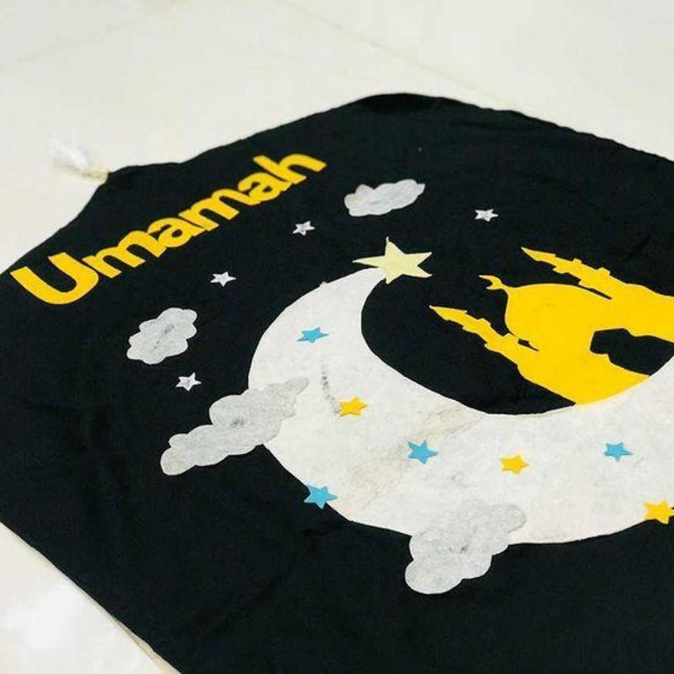 Moon & Mosque Design Kids Prayer Mat