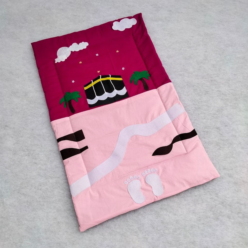 Hand Crafted Kids Prayer Mat with Footprint Guide
