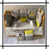 Gray Animal Face Crib Set