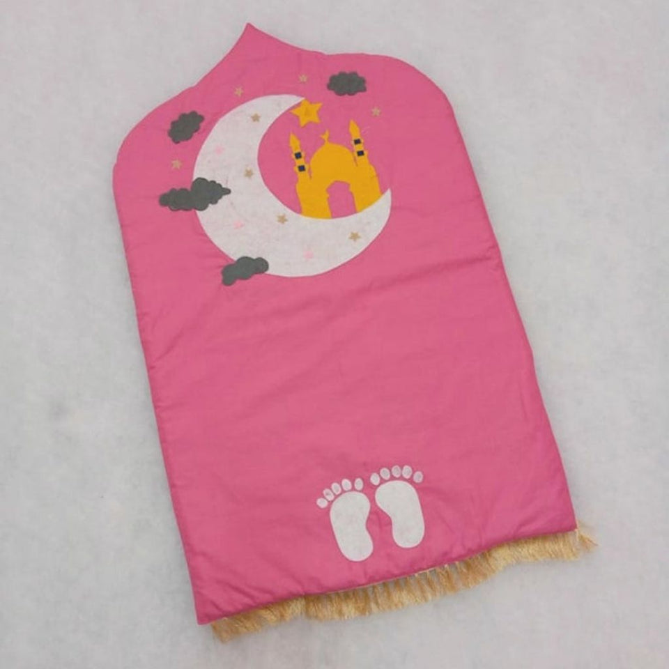 Moon & Mosque Design Kids Prayer Mat