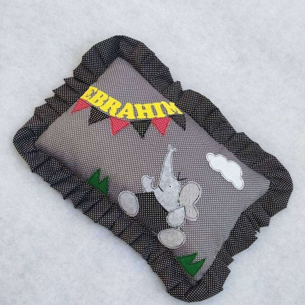 Custom Elephant Name Pillow With Frill