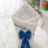 "Phopho Ki Jan" Personalized Baby Swaddle with White Lace Bow
