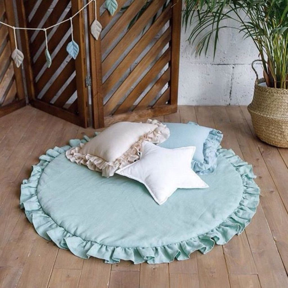 Solid Color Floor Mat with Pillows