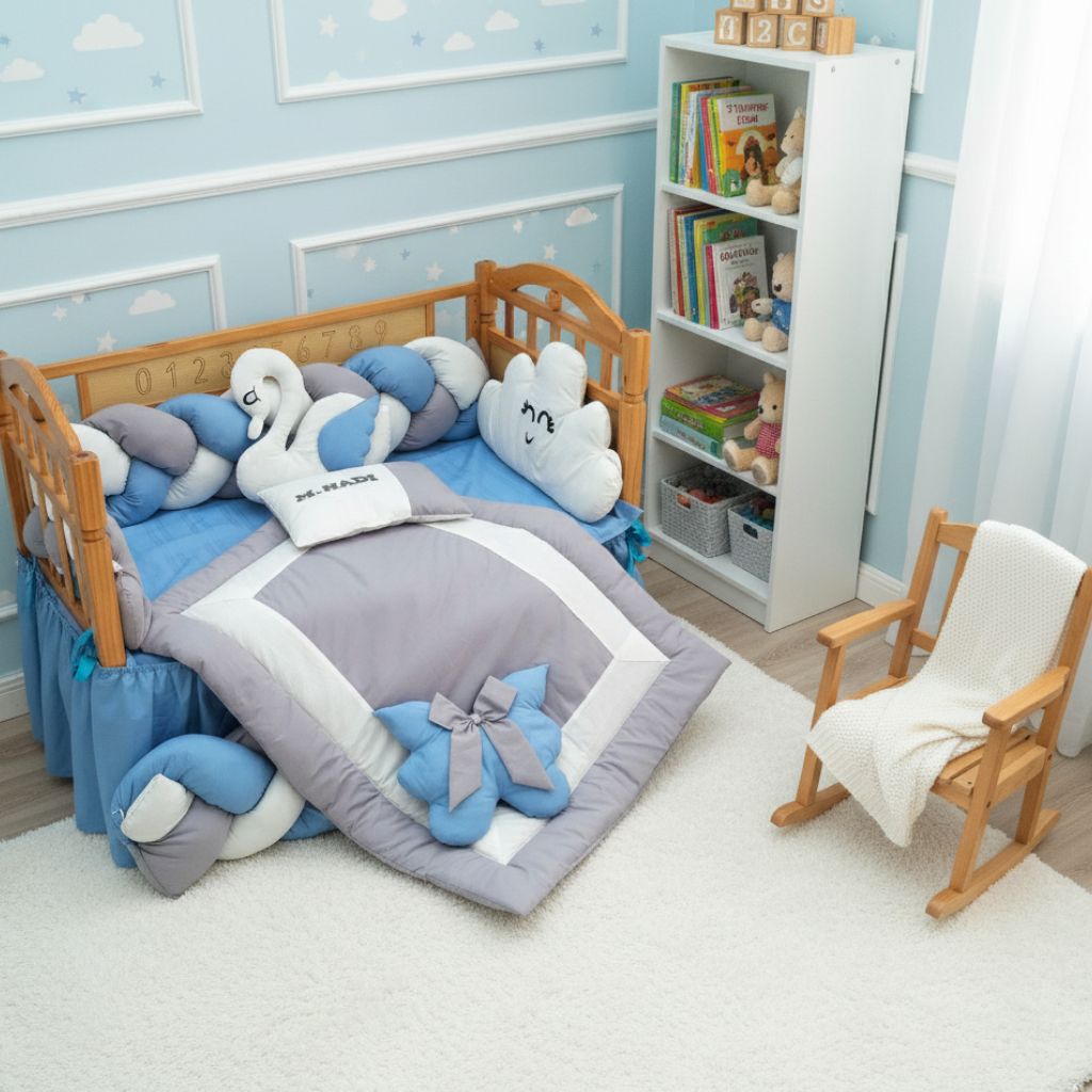 Dreamy Cloud & Braided Bumper Crib Set