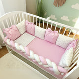 Crib Bedding Set with Braided Bumper and Bow Accents