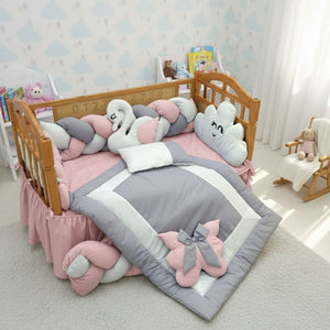 Dreamy Cloud & Braided Bumper Crib Set | Pink