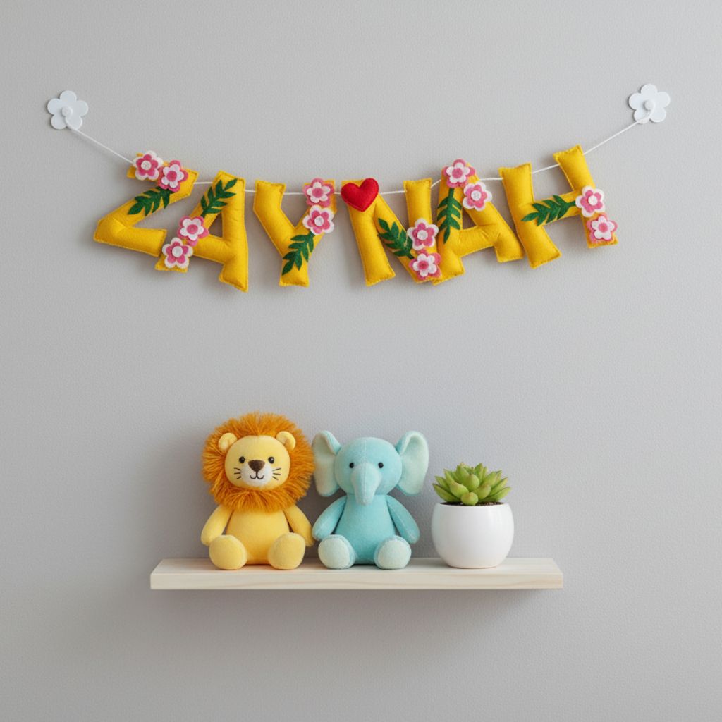 Yellow Flower Theme Name Hanging
