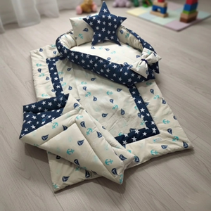 Navy Star & Sail Snuggle Bed Set