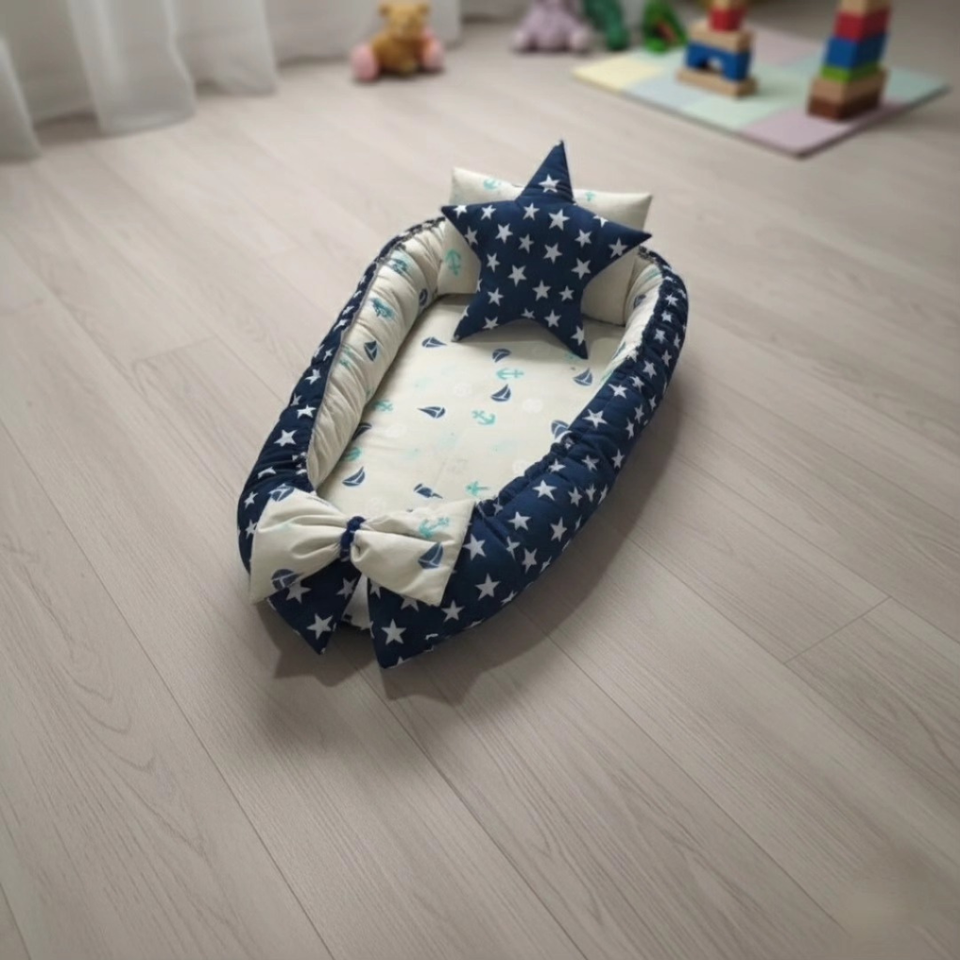 Navy Star & Sail Snuggle Bed Set